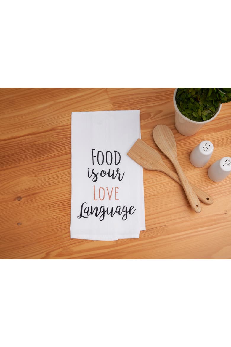 Food Is Our Love Language Kitchen Towels Set of 2, Alternate, color, White