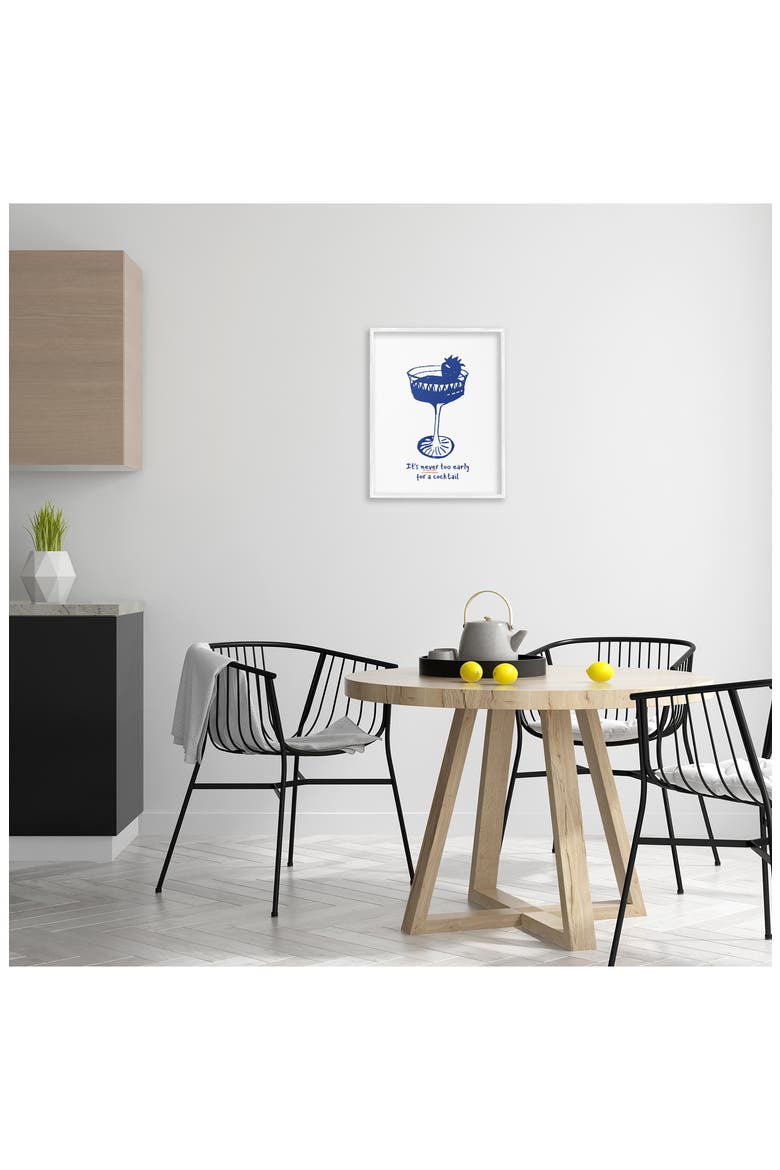 Never Too Early For A Cocktail Framed Canvas Wall Art, Alternate, color, BLUE