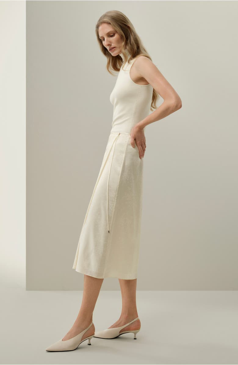 Lilysilk Ying Jacquard Silk Skirt, Alternate, color, Lily White