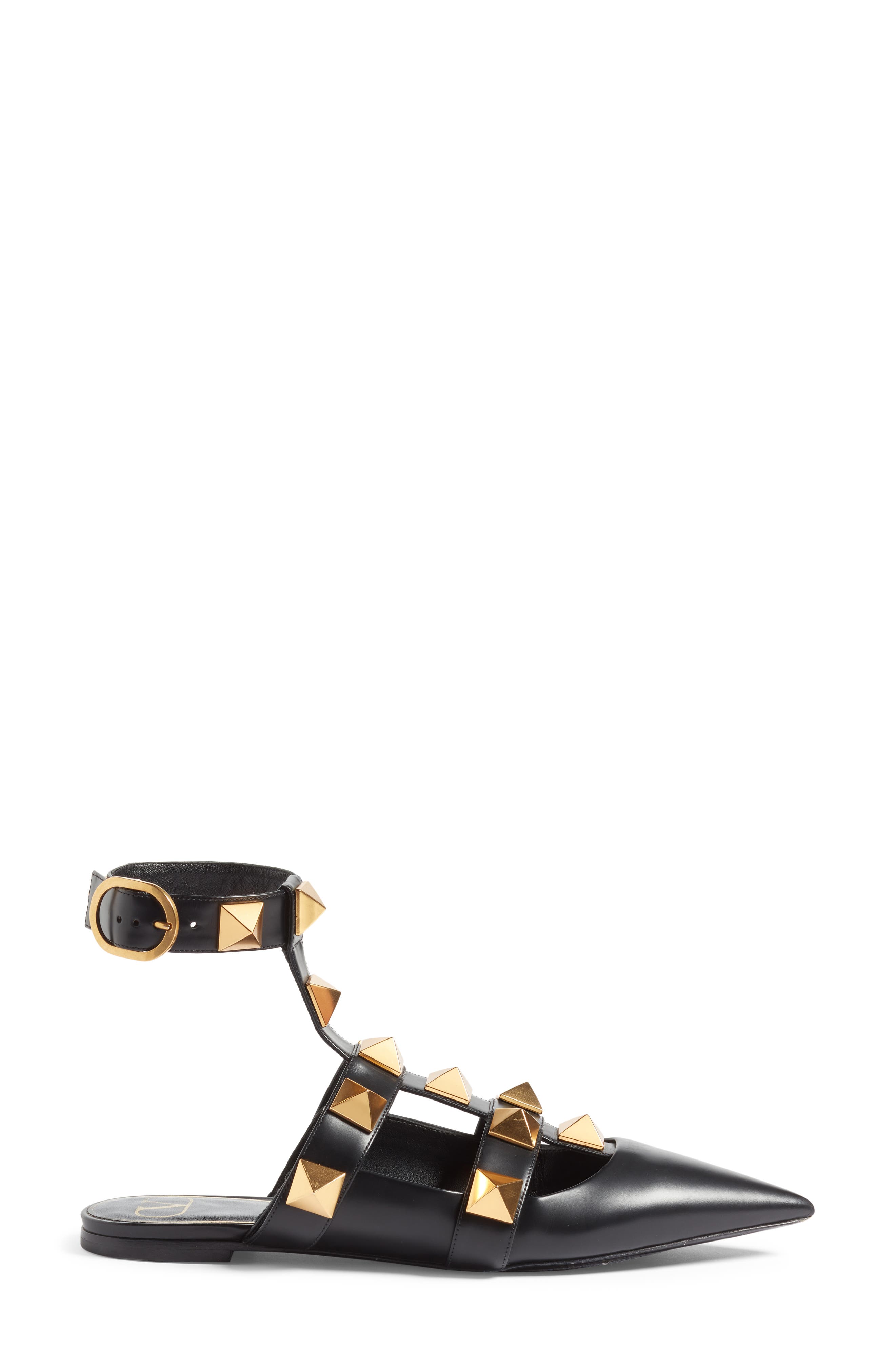Valentino Garavani Valentino Roman Stud Ankle Strap Flat, Alternate, color, 