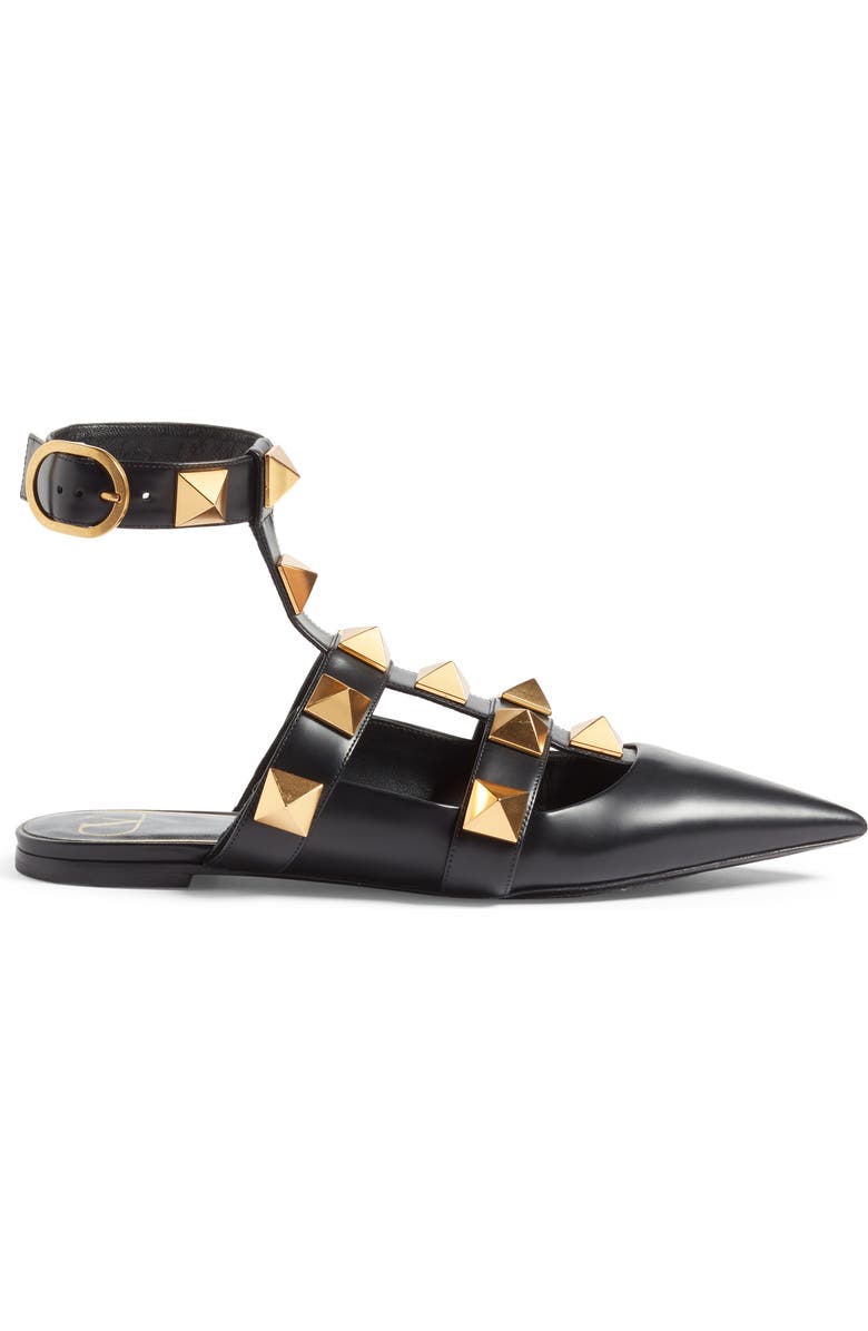 Valentino Garavani Valentino Roman Stud Ankle Strap Flat, Alternate, color,