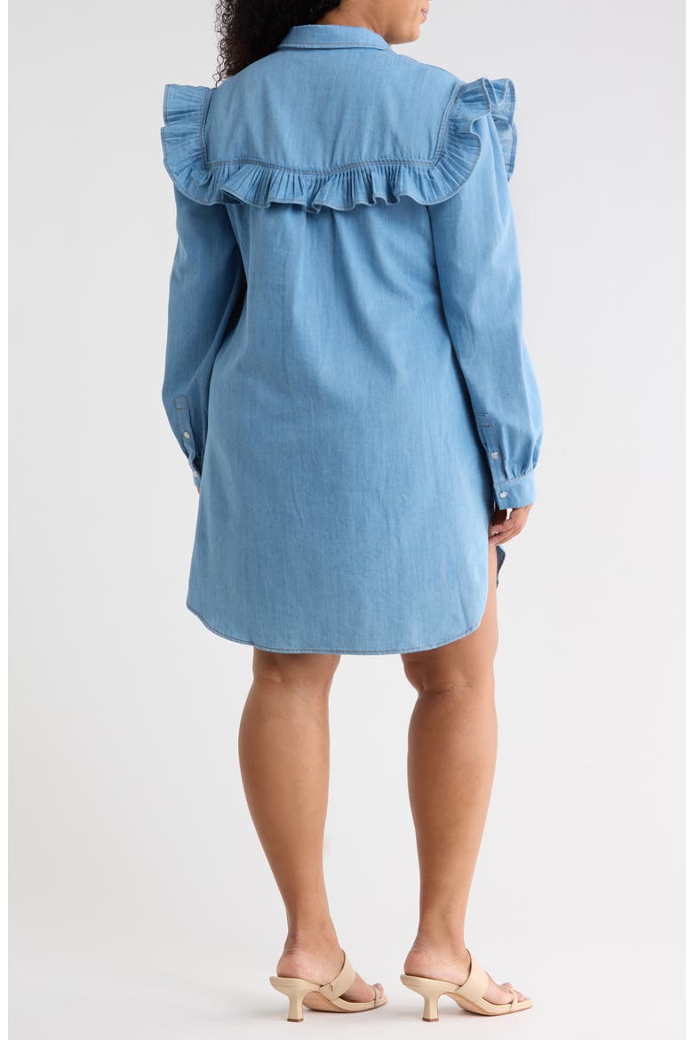 Parker Ruffle Denim Babydoll Shirtdress, Alternate, color, LIGHT DENIM