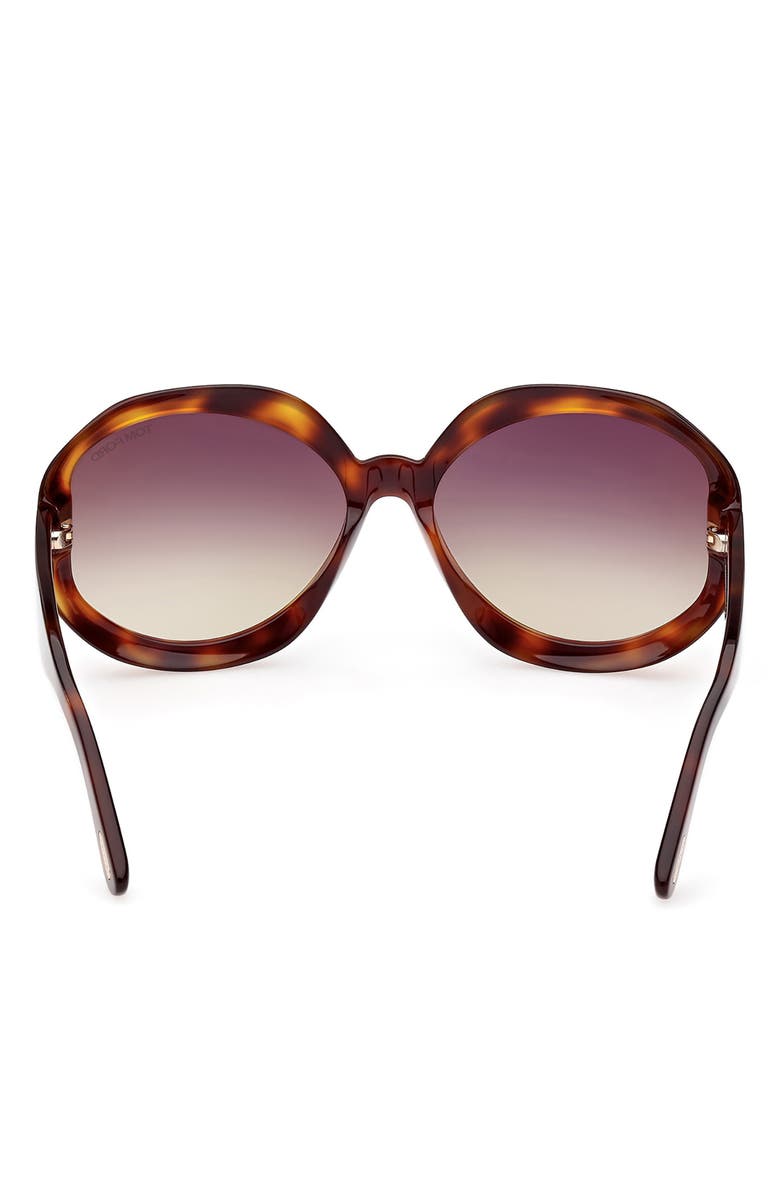 TOM FORD Georgia-02 62mm Gradient Oversize Round Sunglasses, Alternate, color, Dark Havana / Gradient Smoke