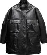 MANGO Oversized Leather Parka