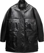 MANGO Oversized Leather Parka