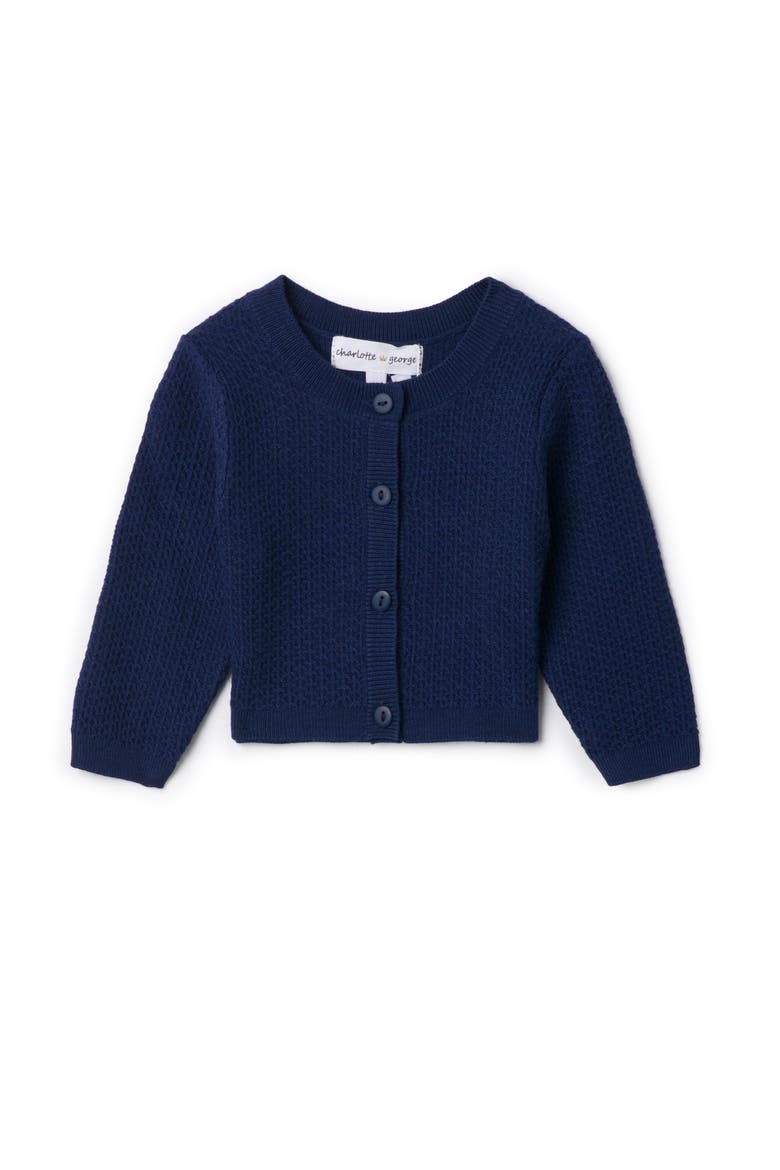 Knit Textured Cardigan with Center Front Button, Main, color, Royal
