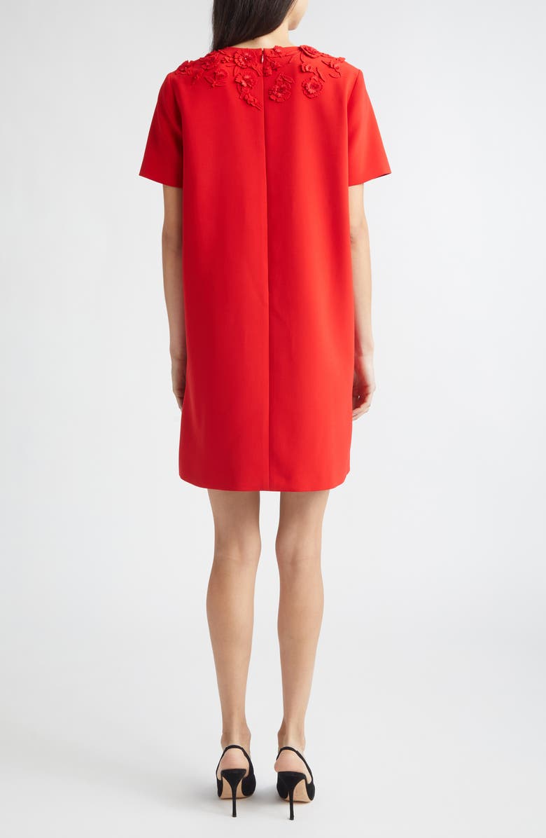 Carolina Herrera Carnation Embroidered Stretch Crepe Minidress, Alternate, color, Herrera Red