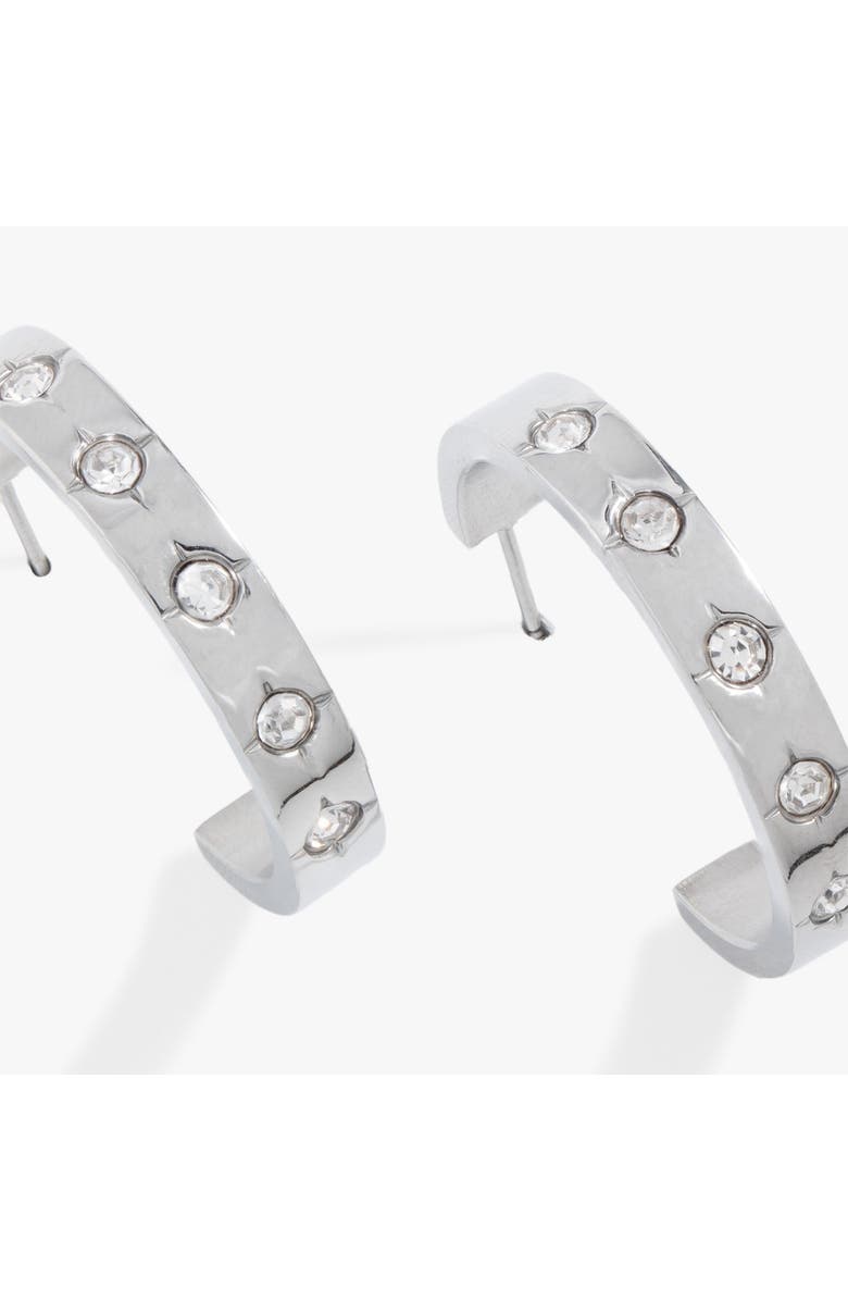 Alex and Ani Crystal Accent Hoop Earrings, Alternate, color, Silver