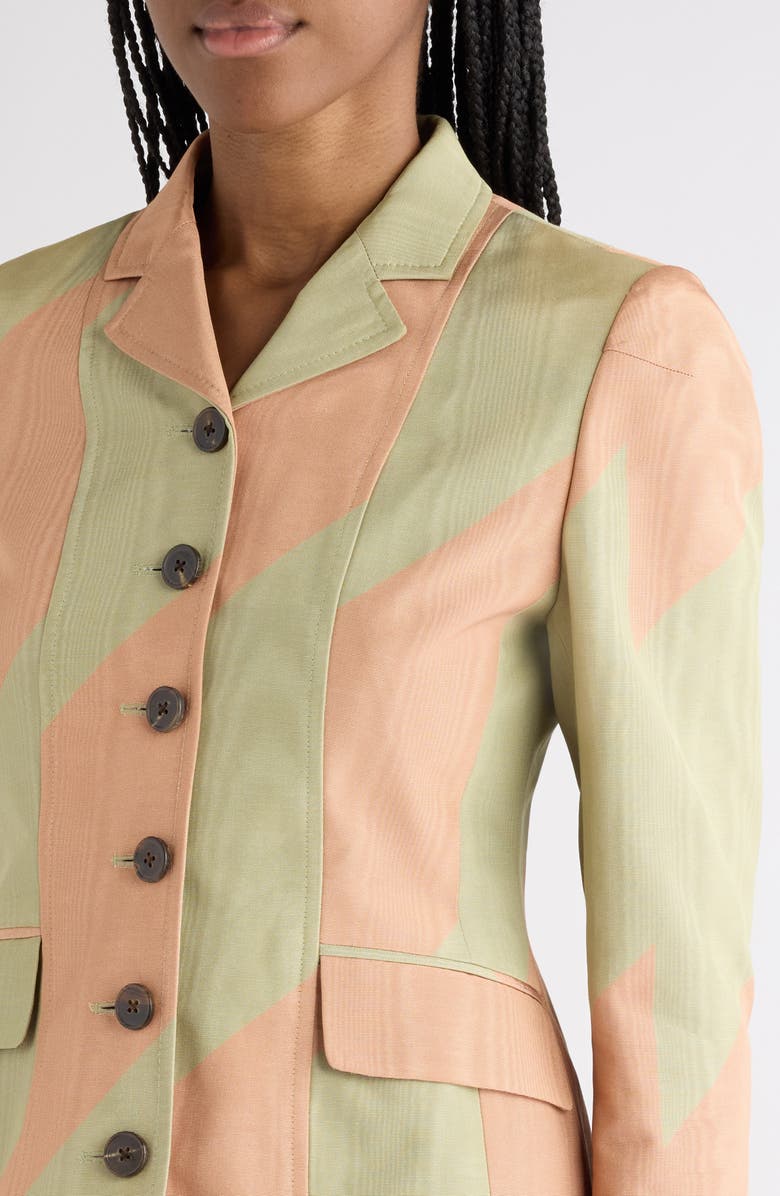 Dries Van Noten Belia Broken Stripe Moiré Jacket, Alternate, color, Pistache