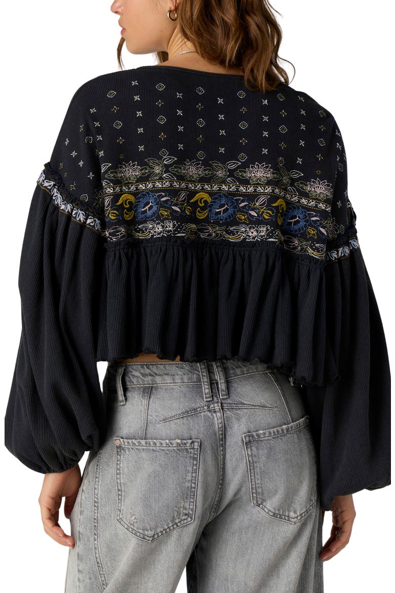 Bryn Embroidered Thermal Tee, Alternate, color, BLACK COMBO