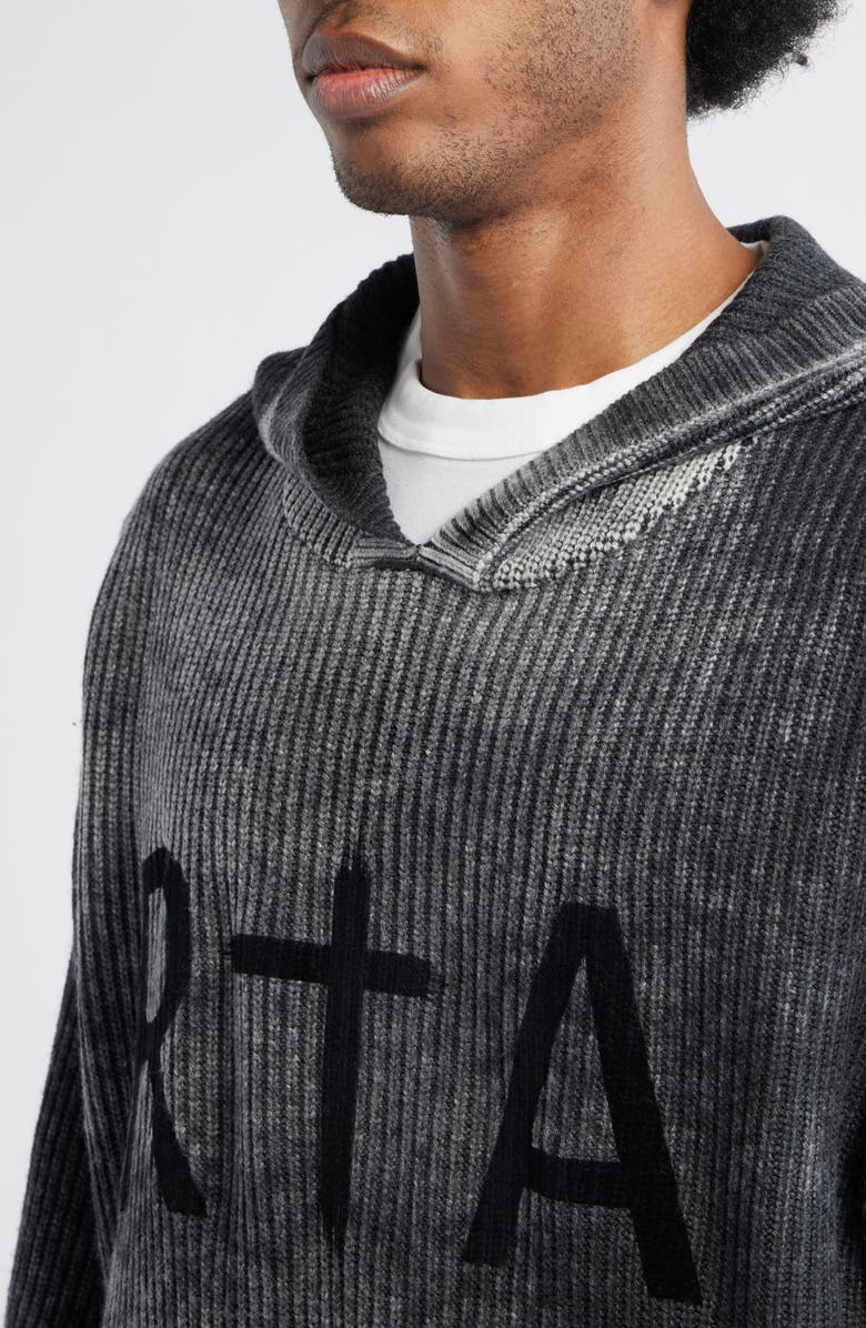 RtA Jasper Washed Relaxed Fit Hoodie, Alternate, color, Black Glitch