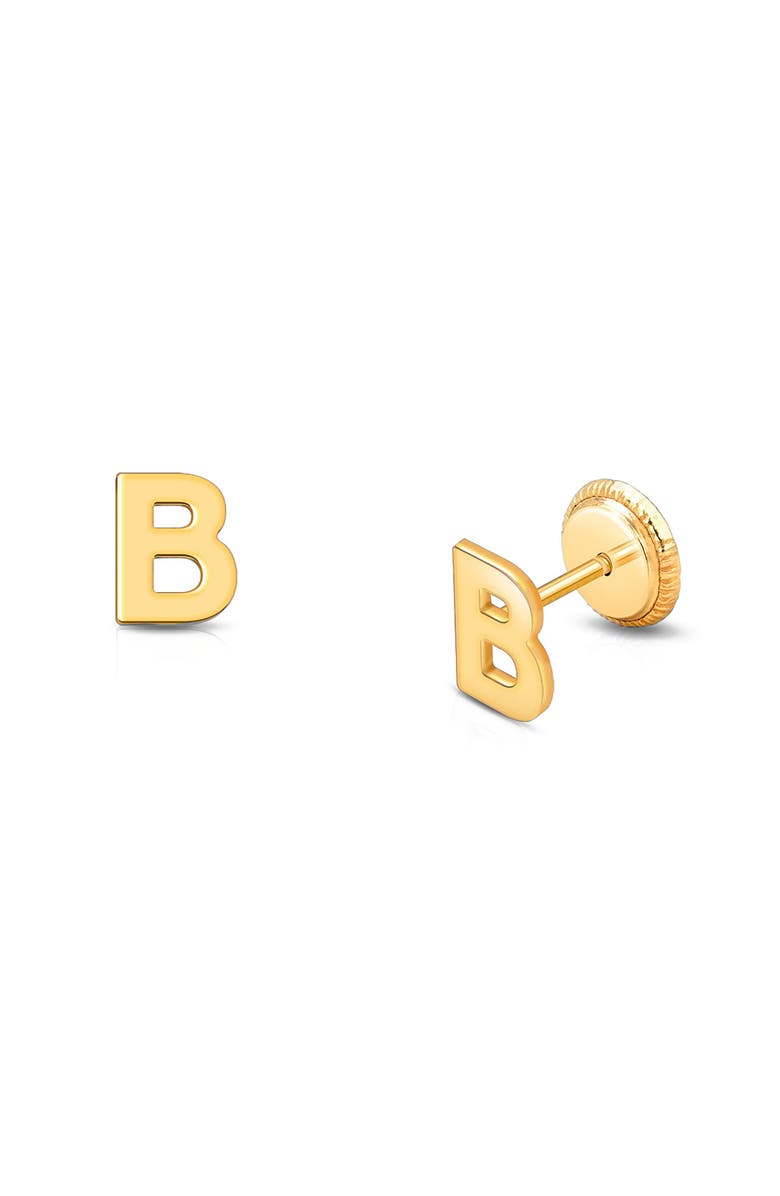 Tiny Blessings 14K Gold Initial Studs Screw Back Earrings, Main, color, 14K Gold - B