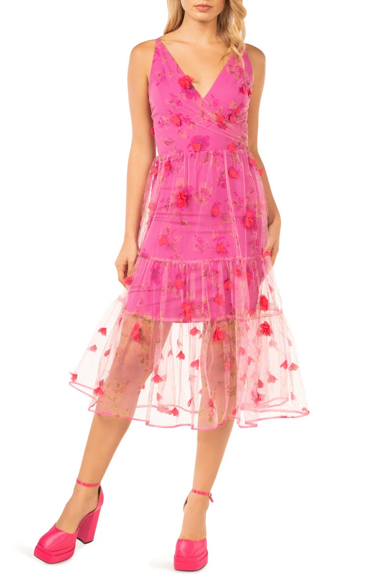 Dress the Population Paulette Floral Fit & Flare Midi Dress, Alternate, color,