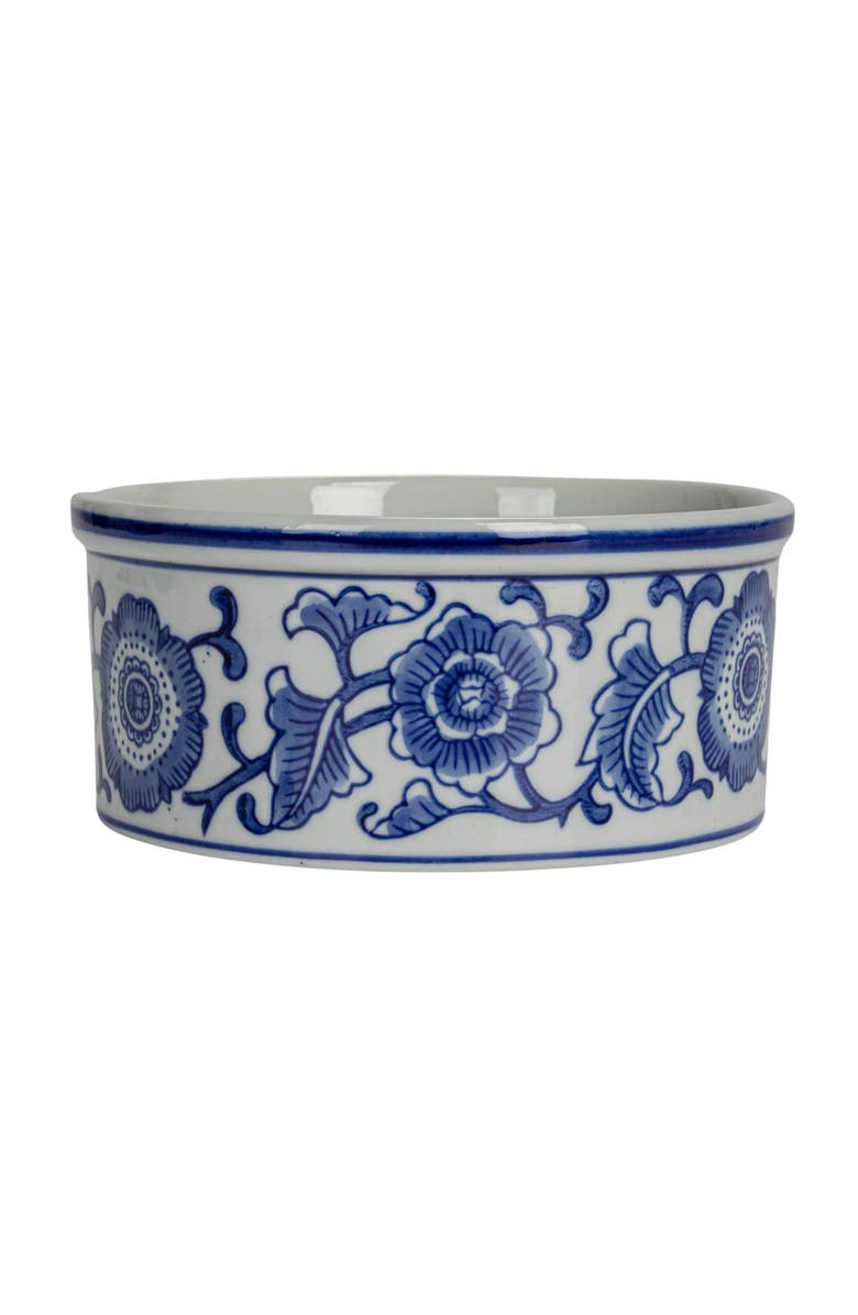 Storied Home Stoneware Pet Bowl with Design, Blue and White, Alternate, color, Blue