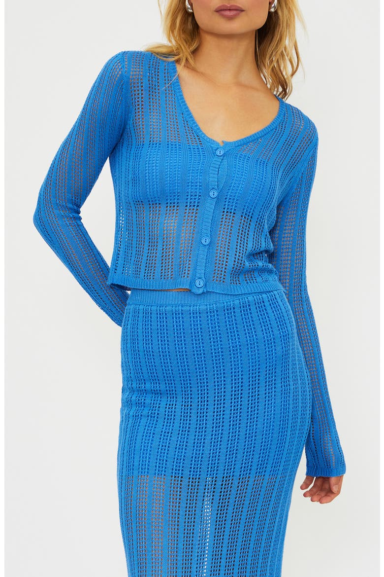 Hani Open Stitch Cardigan, Main, color, HARBOR BLUE