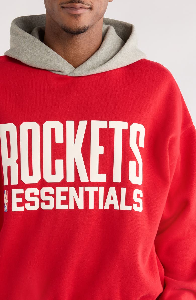 Fear of God Essentials x NBA Rockets Sports Fit Hoodie, Alternate, color, Red/ Concrete Heather