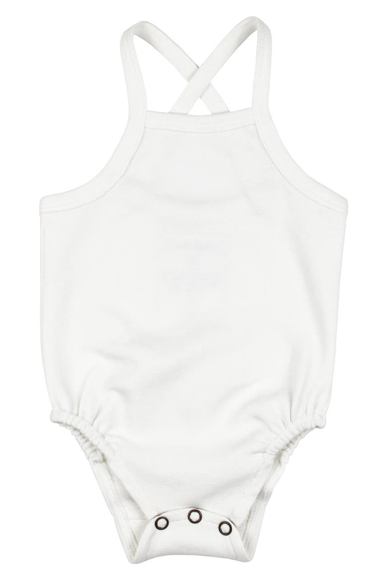 Crisscross Strap Organic Cotton Bodysuit, Main, color, WHITE