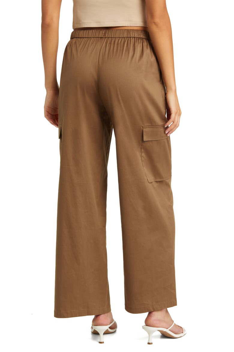 Cotton Blend Drawstring Cargo Pants, Alternate, color, BROWN TEAK