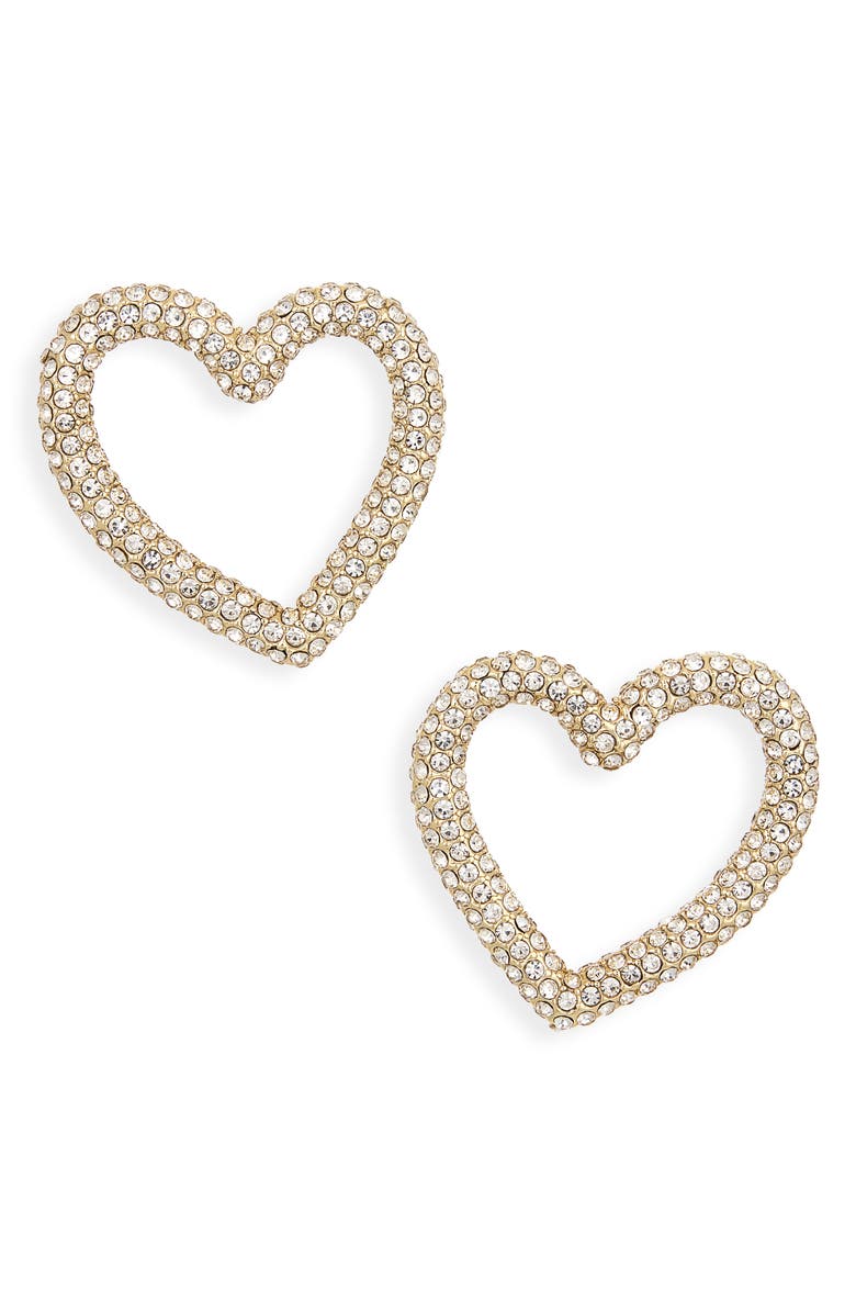 BaubleBar Bold and Bonded Heart Stud Earrings, Main, color, Clear