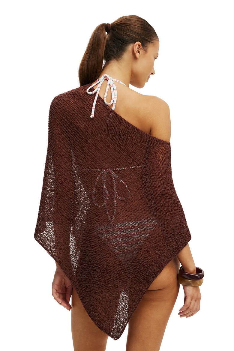 Women's Rumi Open Knit Poncho, Alternate, color, Espresso