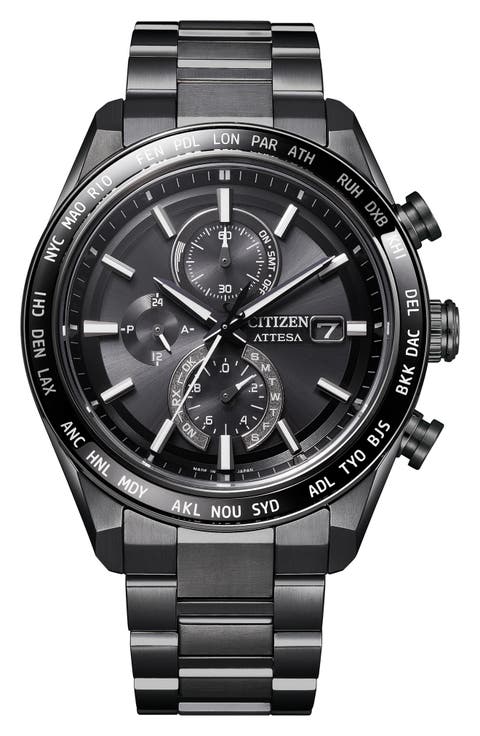 ATTESA Atomic Timekeeping Chronograph Super Titanium™ Bracelet Watch, 42mm