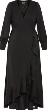 City Chic Oki Long Sleeve Wrap Dress