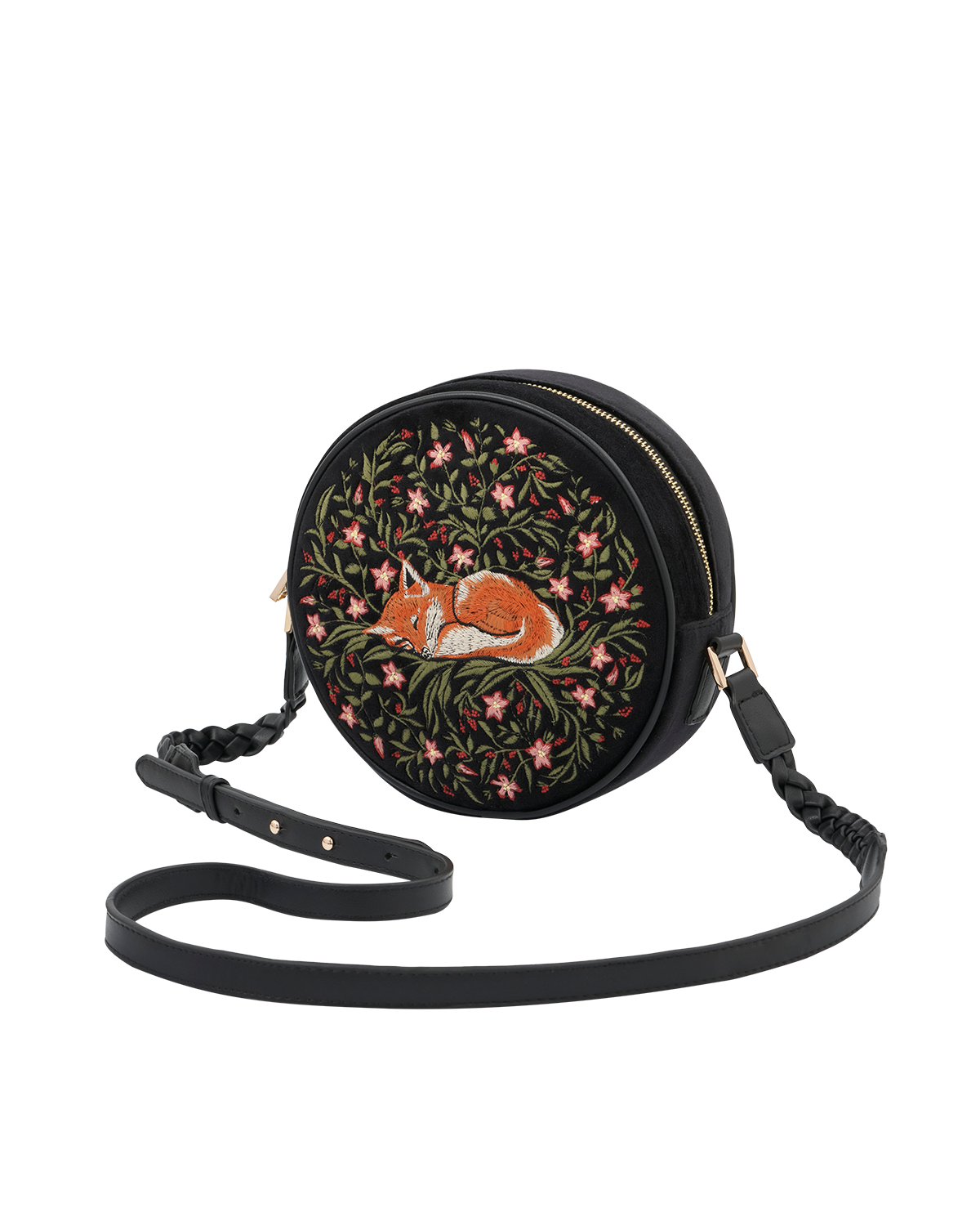 Fable England Sleepy Fox Circle Bag, Alternate, color, Black