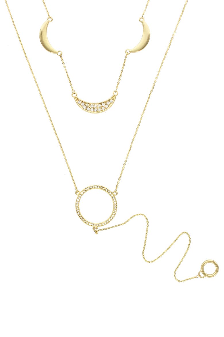 Meira Crystal Layered Necklace, Main, color, GOLD