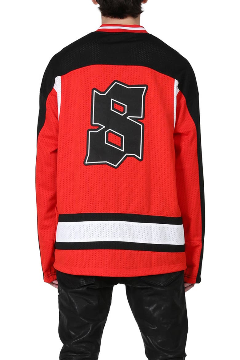 Team Long Sleeve Mesh Hockey Jersey, Alternate, color, FIERY RED