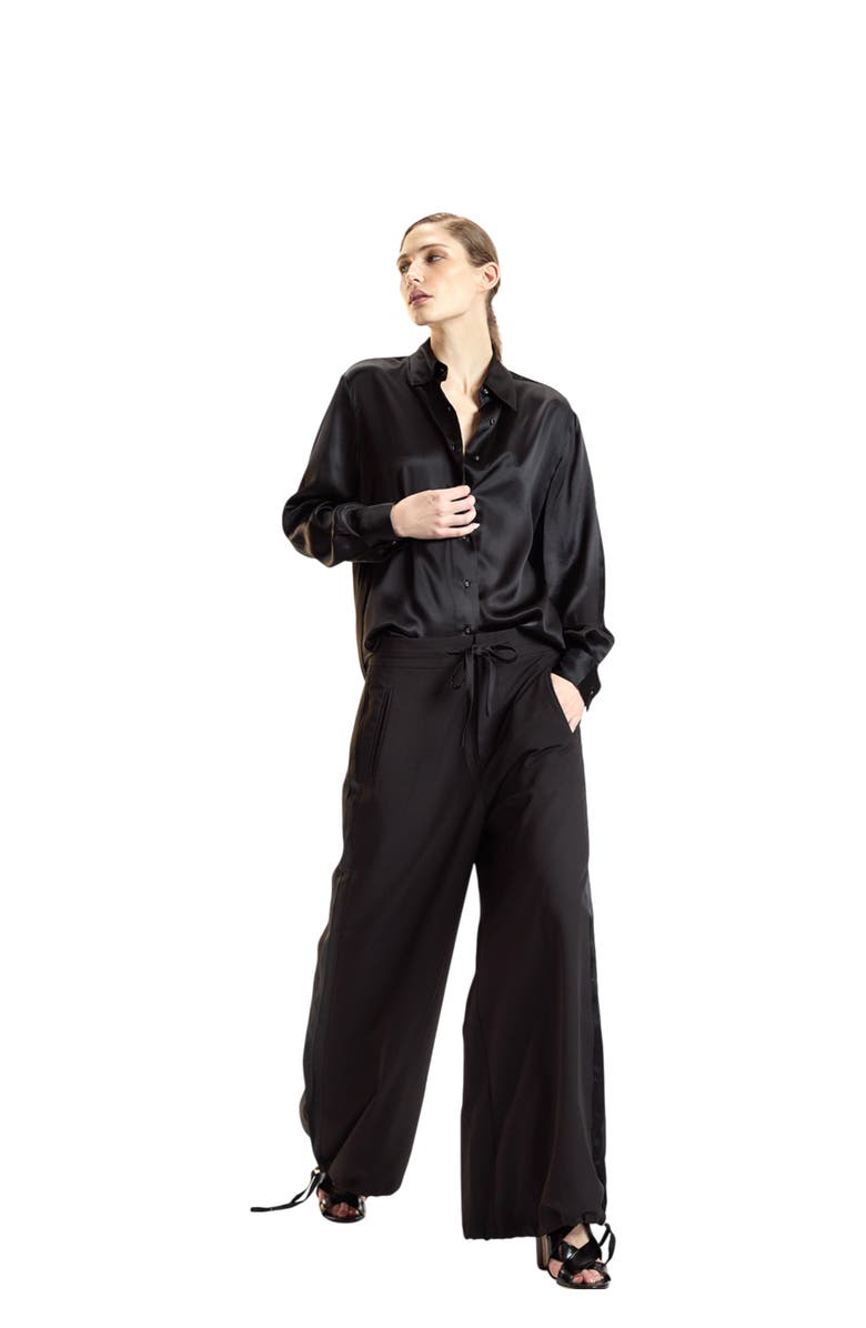 Cynthia Rowley Silk Button Up Shirt, Main, color, Black