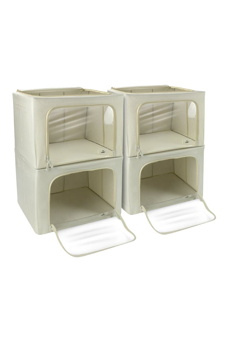 4-Pack Jumbo Foldable Storage Boxes, Main, color, BEIGE