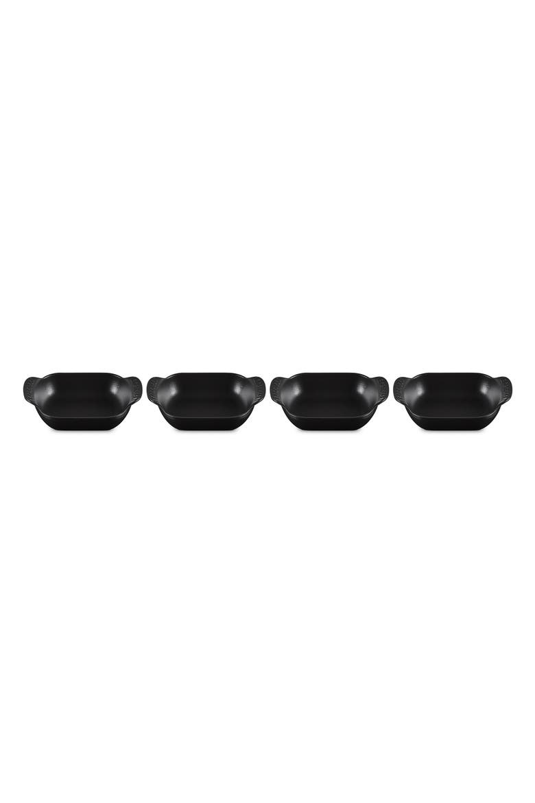 Gourmand Set of 4 1/3-Quart Enamel Cast Iron Rectangular Baker, Alternate, color, MATTE BLACK
