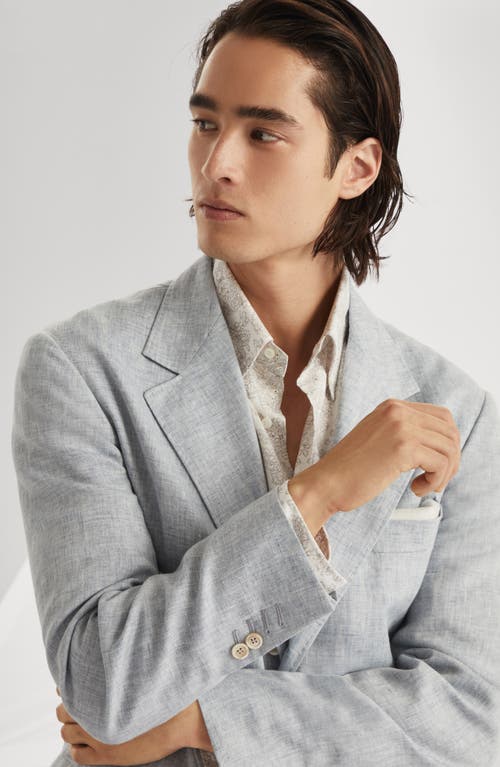 Shop Brunello Cucinelli Linen Unconstructed Blazer In Cosmos