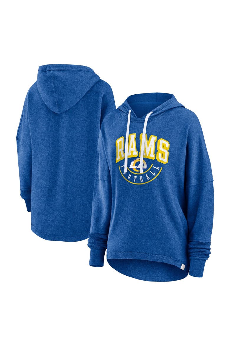 Women's Fanatics Branded Royal Los Angeles Rams Lightewight Modest Crop Lounge Helmet Arch Pullover Hoodie, Main, color, Royal