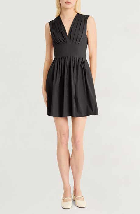 V-Neck Pleated Minidress