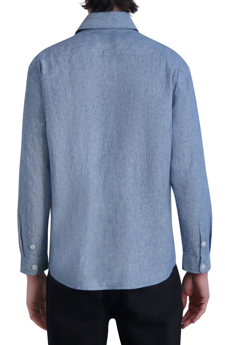 KARL LAGERFELD PARIS Cotton & Linen Button-Up Shirt, Alternate, color, 
