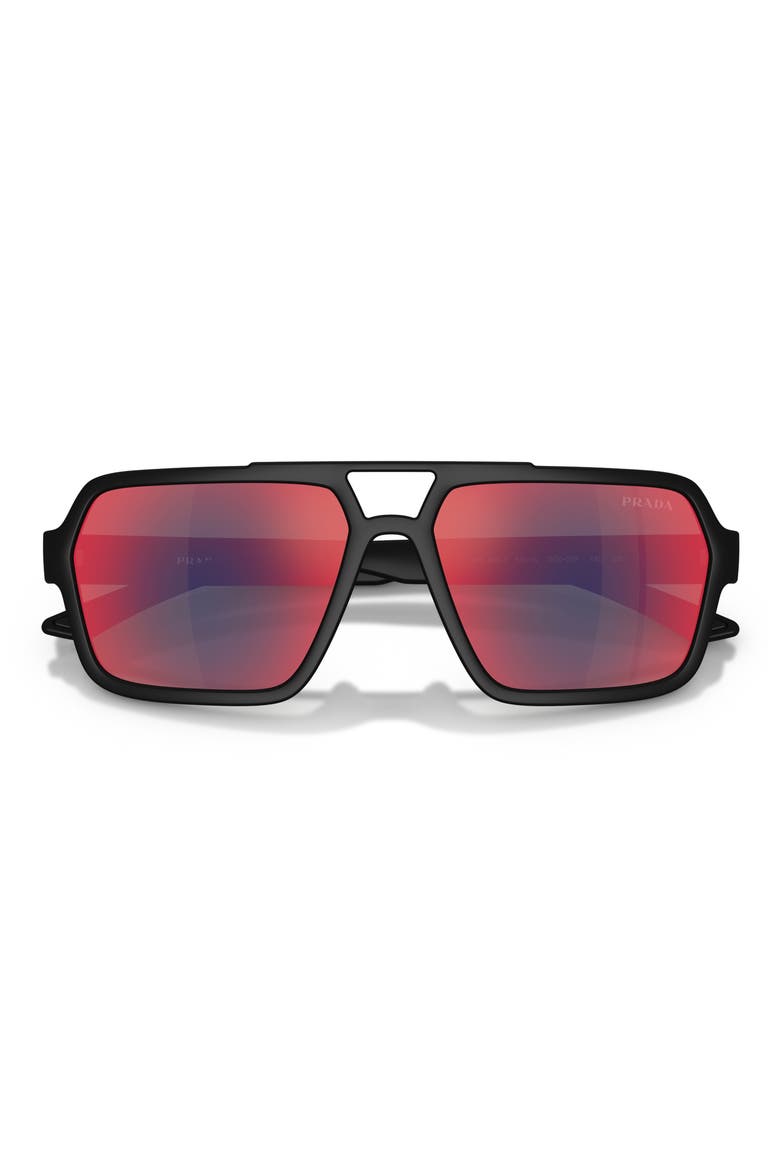59mm Pilot Sunglasses, Alternate, color, BLACK / DARK GREY BLUE/ RED