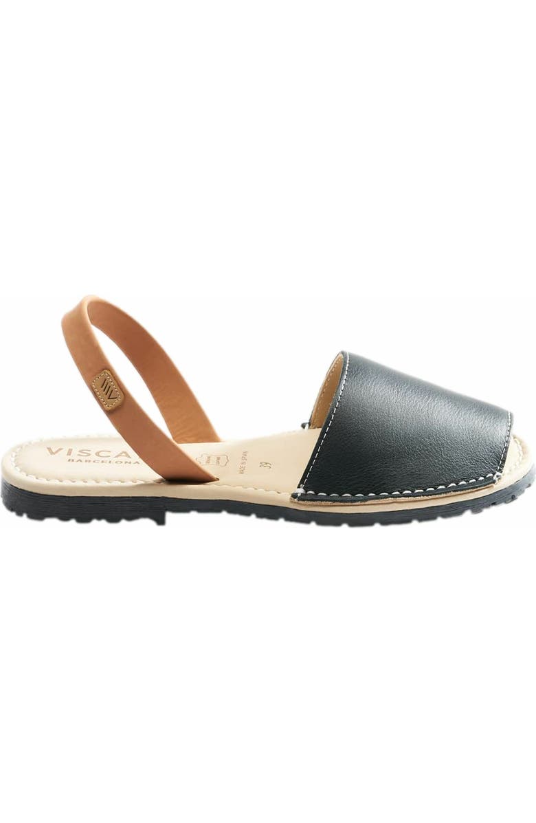 VISCATA Menorquina Leather Avarca Sandals, Main, color, Black