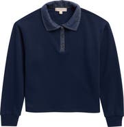 Walking on Sunshine Kids' Denim Half Placket Collar Sweatshirt