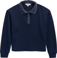 Walking on Sunshine Kids' Denim Half Placket Collar Sweatshirt