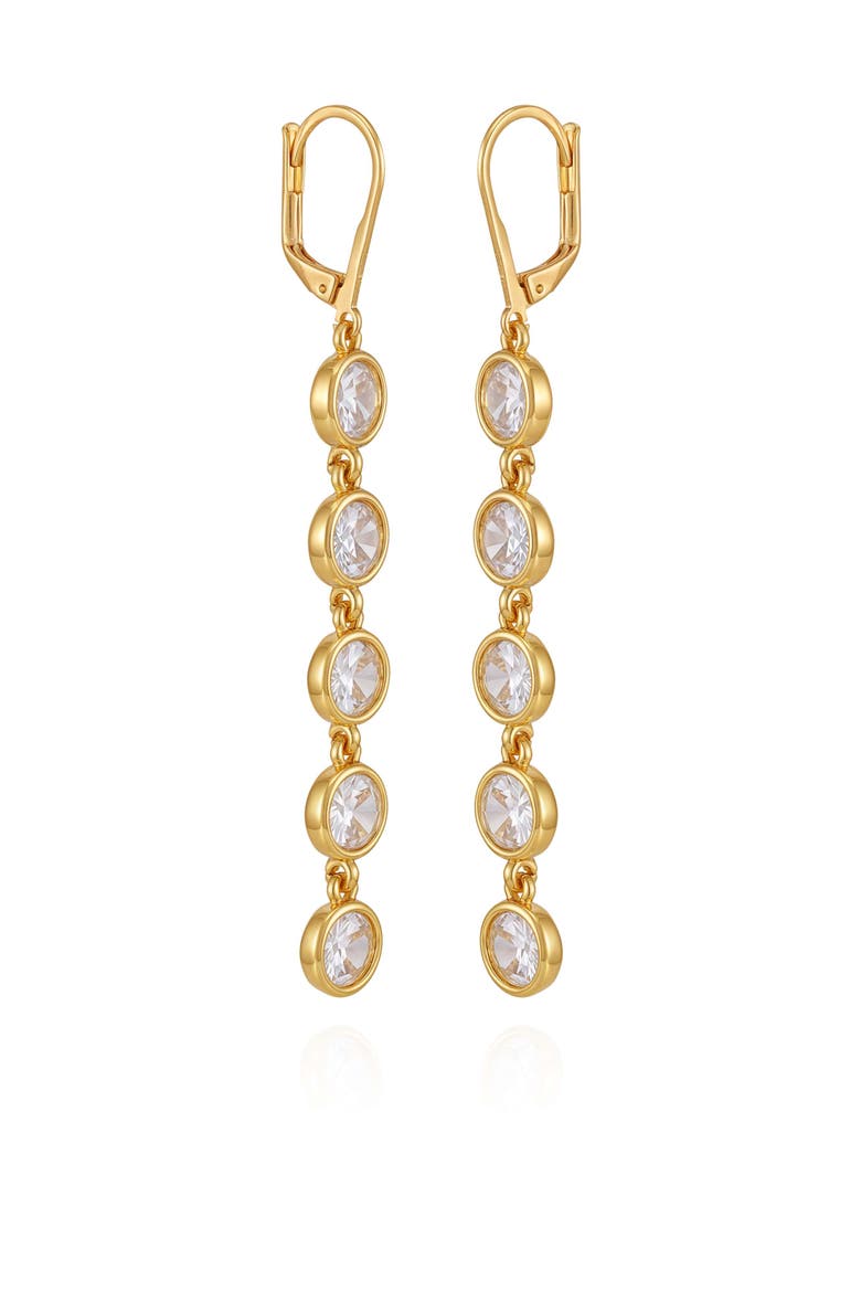 Cubic Zirconia Drop Earrings, Main, color, 14K Gold Plated