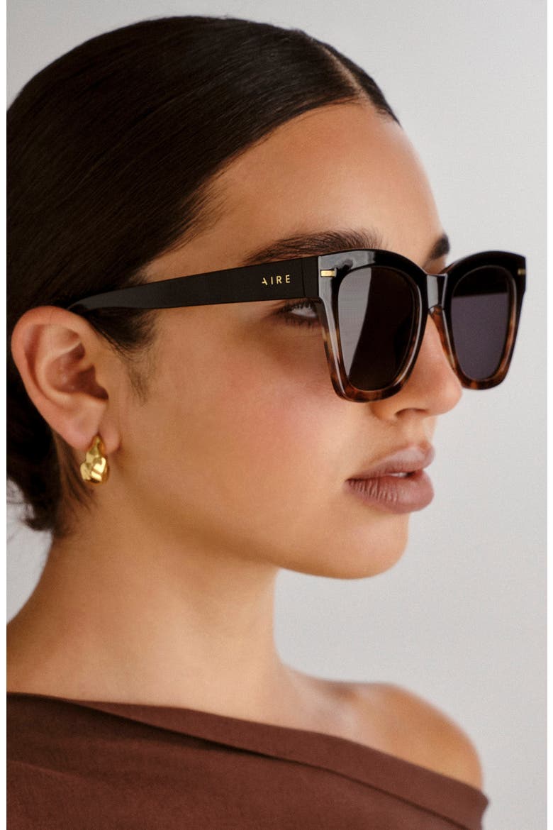 Intergalactic 50mm Square Sunglasses, Alternate, color, BLACK TORT SPLICE