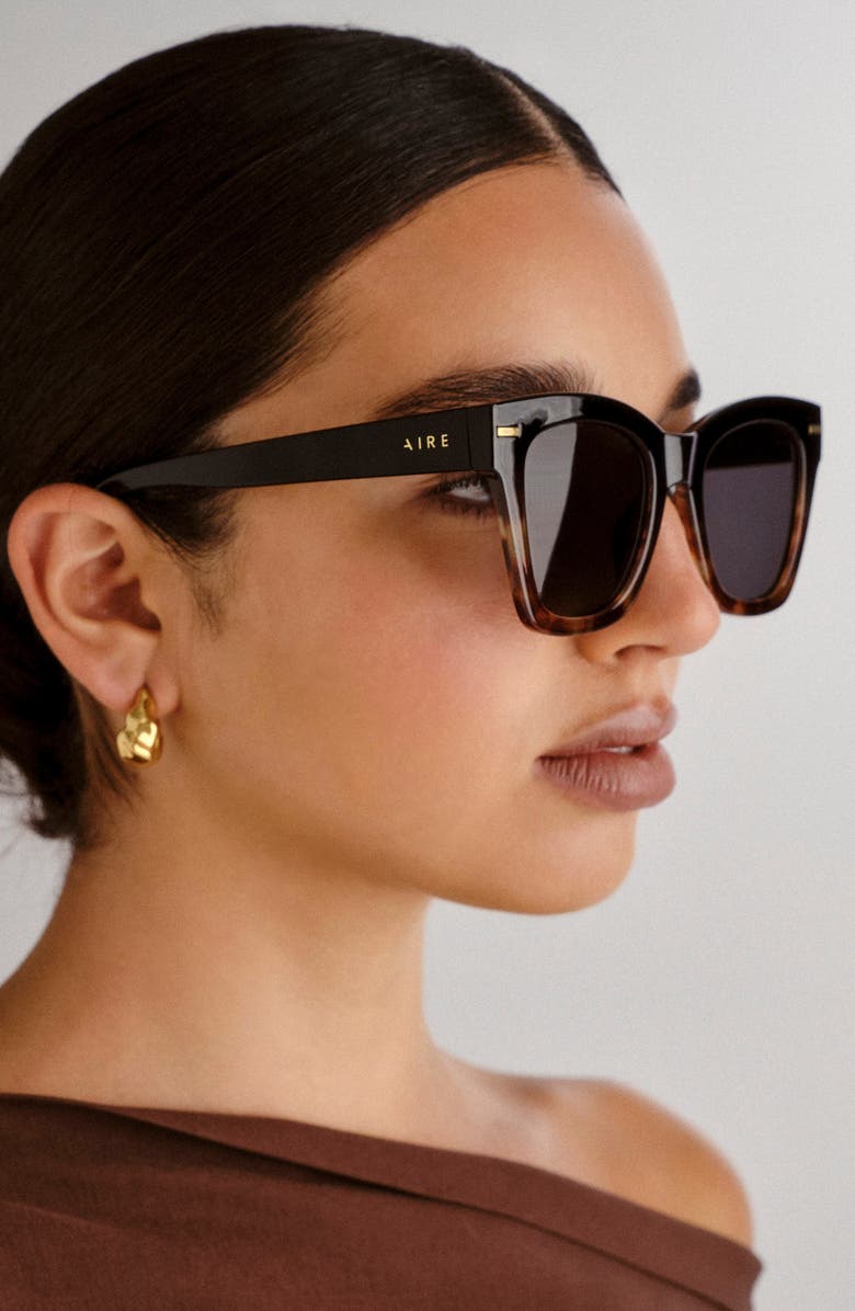 AIRE Intergalactic 50mm Square Sunglasses, Alternate, color, Black Tort Splice