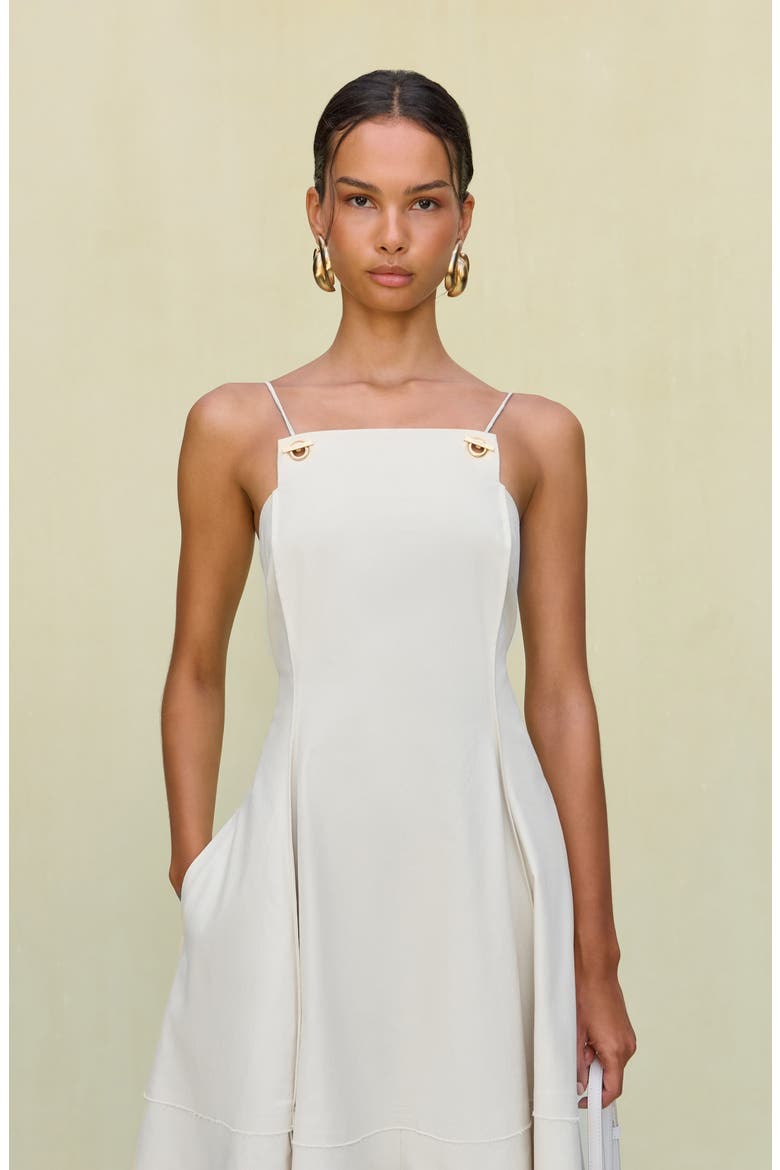 Maka Stretch Cotton Maxi Cocktail Dress, Alternate, color, OFF WHITE