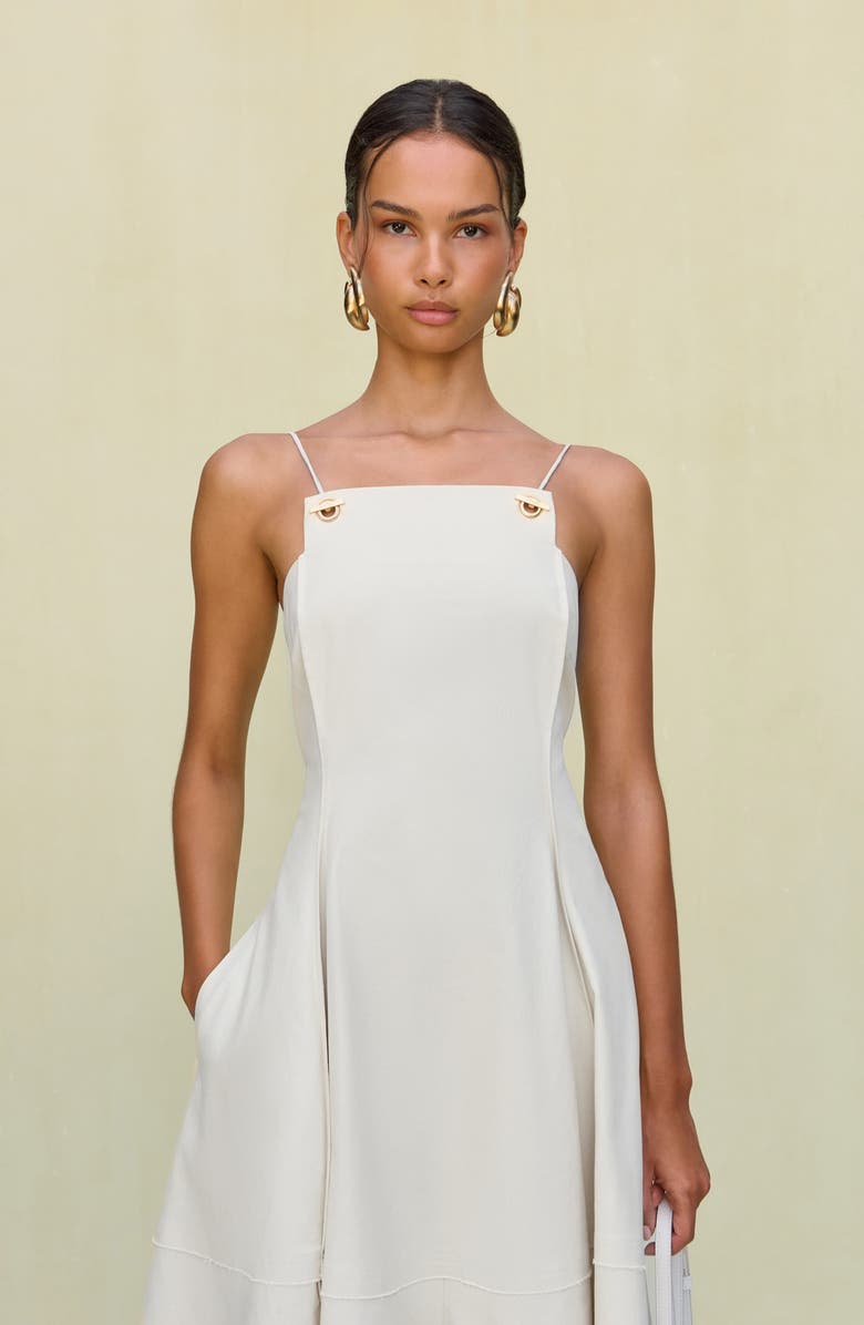Cult Gaia Maka Stretch Cotton Maxi Cocktail Dress, Alternate, color, Off White