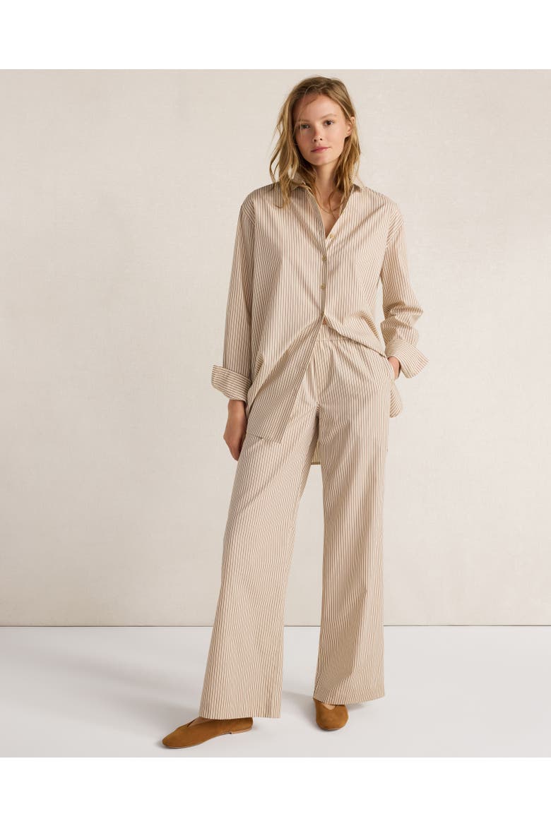 Organic Cotton Poplin Pants in Baton Stripe, Main, color, Chantrelle Multi Stripe