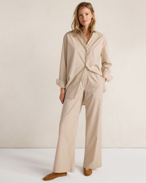 Organic Cotton Poplin Pants in Baton Stripe