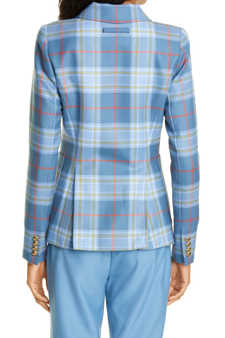 Duchess Plaid Wool Cutaway Blazer, Alternate, color, BLUE TARTAN