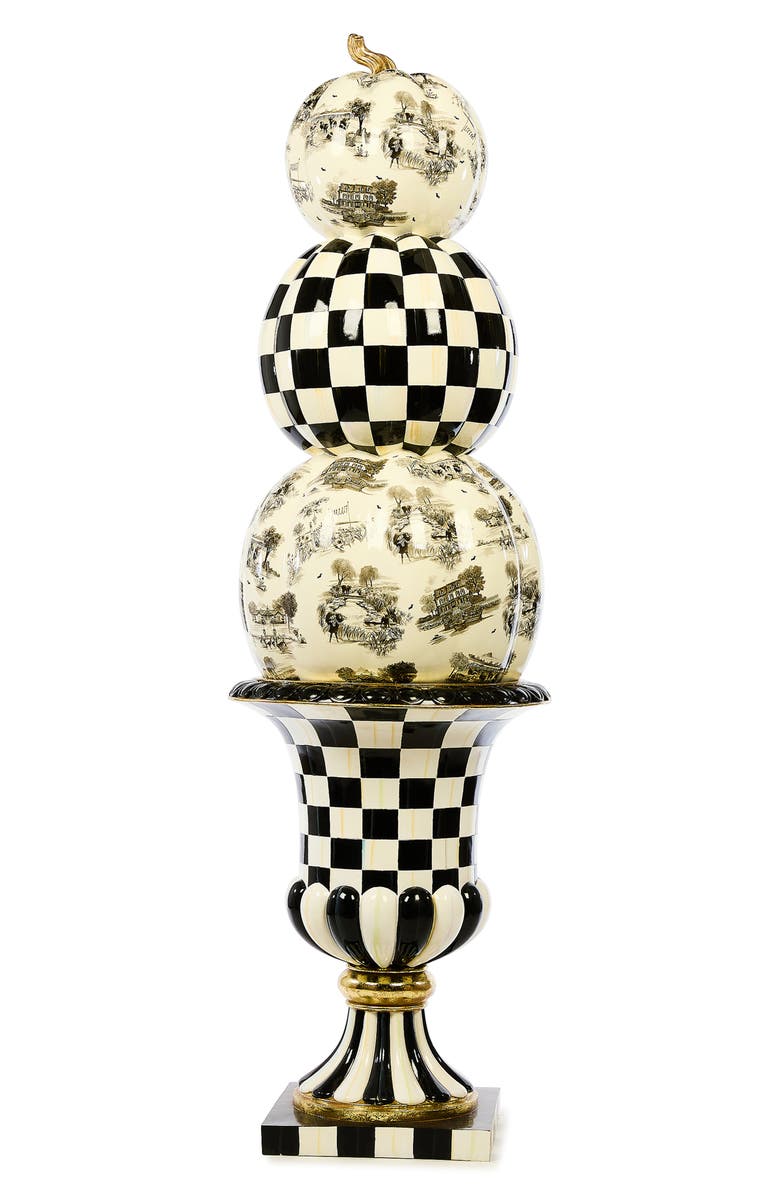MACKENZIE CHILDS Black Toile Pumpkin Outdoor Trophy, Alternate, color, 