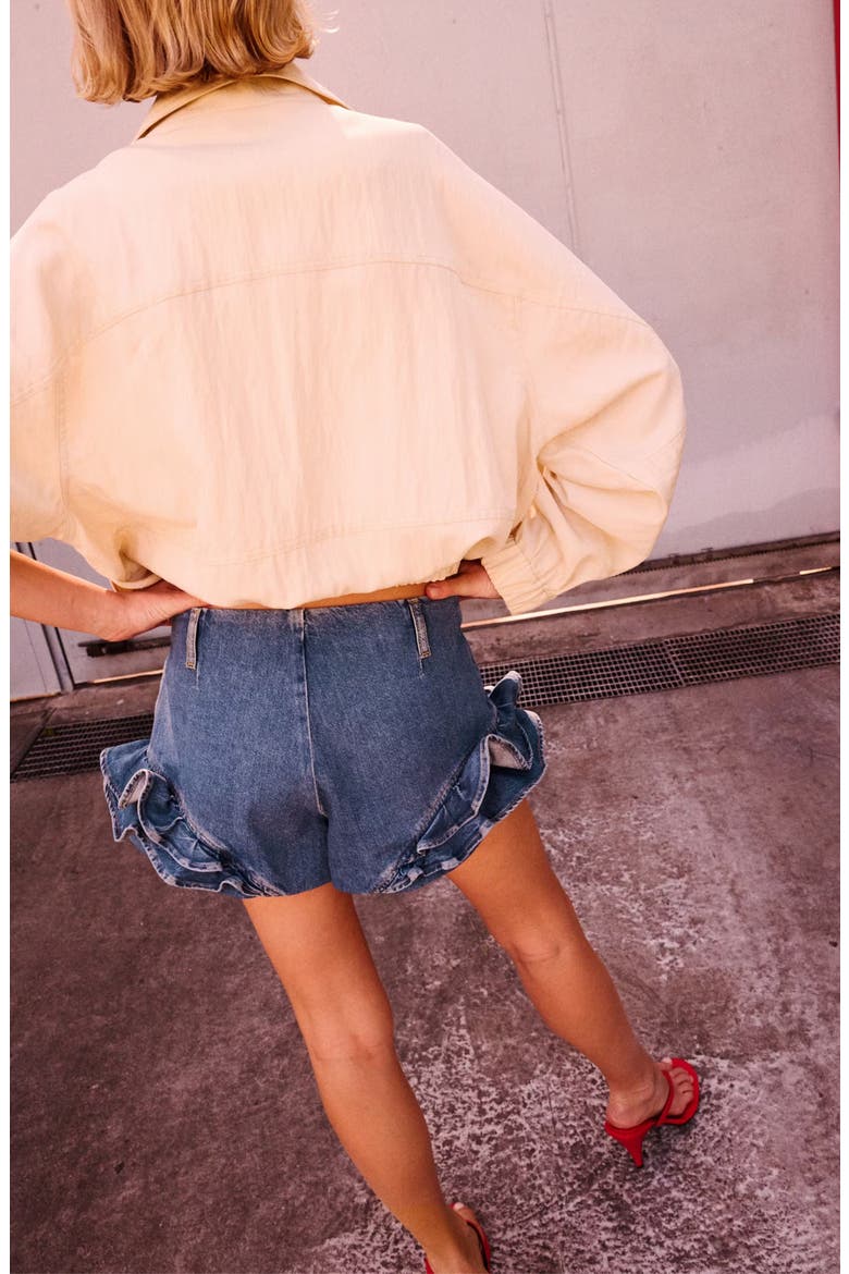 Starring Hailey Bieber Agata Denim Shorts, Alternate, color, MEDIUM BLUE